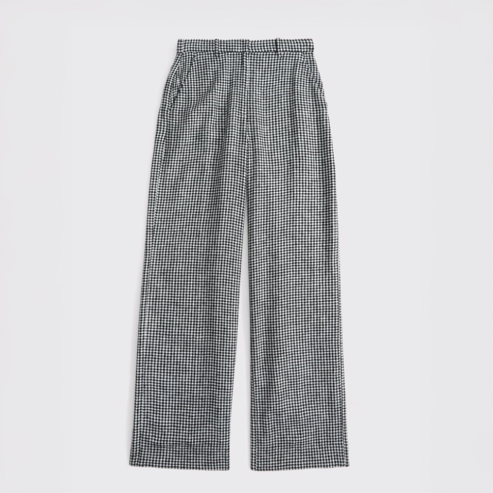 Abercrombie Gingham Linen Trousers Size 4 SHORT